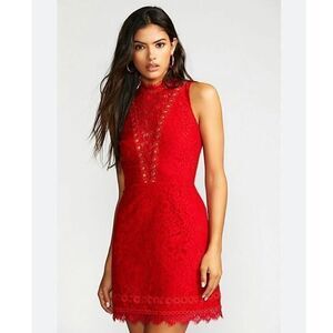 Free People X Saylor Cherie Red Lace Dress Sleeveless Bodycon Size Small